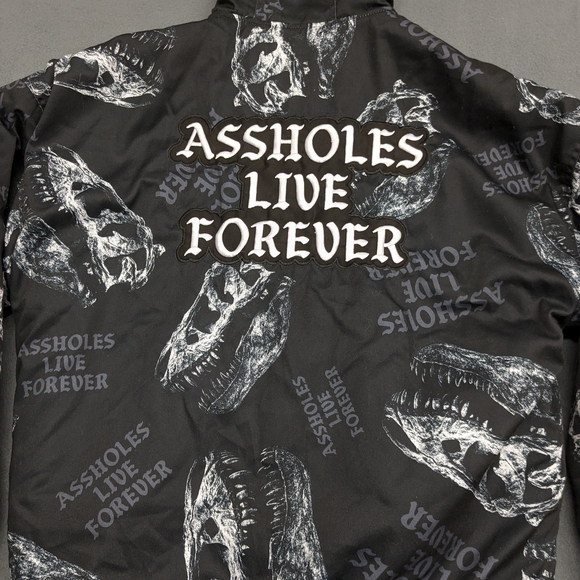 Aholes Live Forever Black Skull Graphic Men's Jacket Size XL - Picture 9 of 13